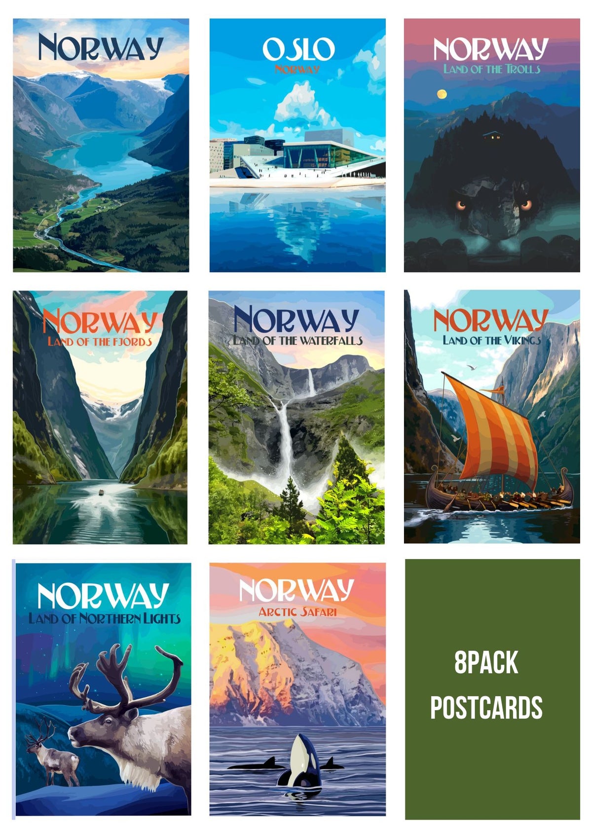 8 postkort