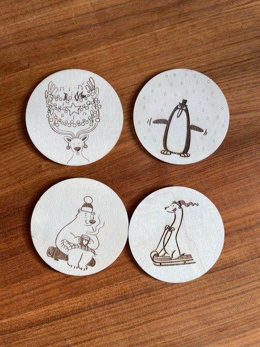 4 pack winter coasters